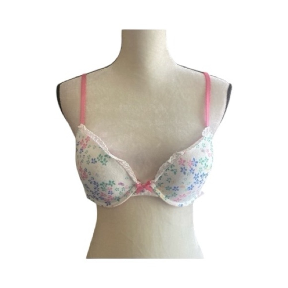 XHILARATION-WHITE FLORAL BRA